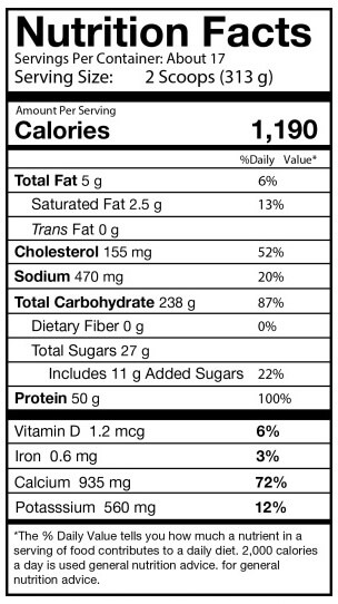 RSP-TRUEGAIN-12LBS-NUTRITION-FACT-GYMSTORE