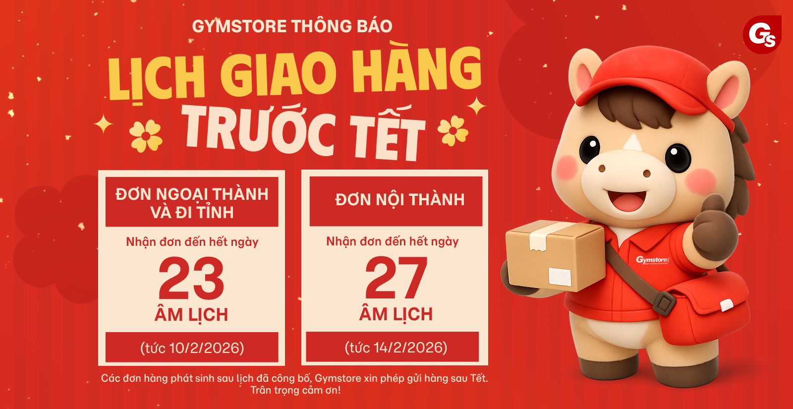Thông báo lịch giao hàng