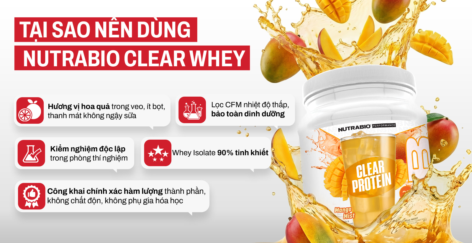 Nutrabio Clear Whey Ưu Điểm
