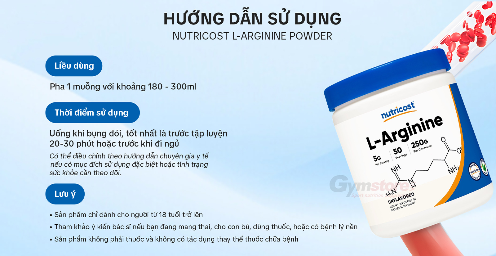 Nutricost L-Arginine Powder Hướng Dẫn Sử Dụng