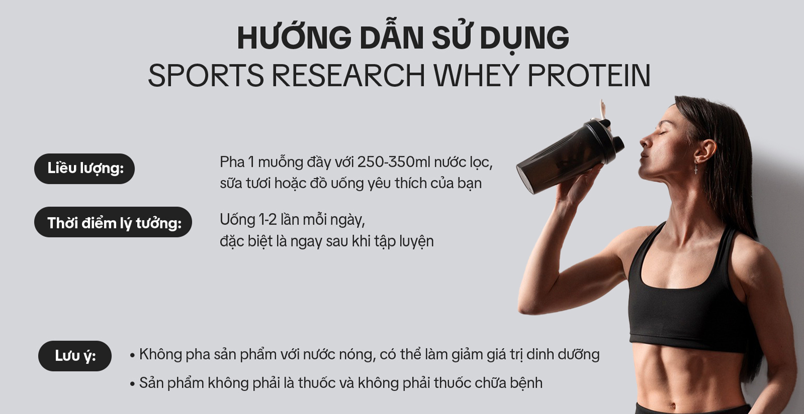 Sports Research Whey Protein Cách Dùng