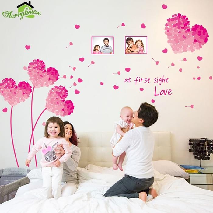 Decal dán tường hoa trái tim khổ to - DC530