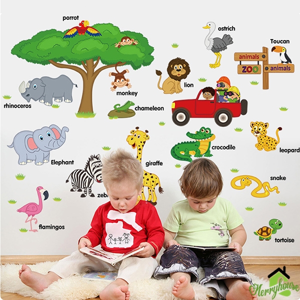 Decal dán tường bảng tên thú - DC464