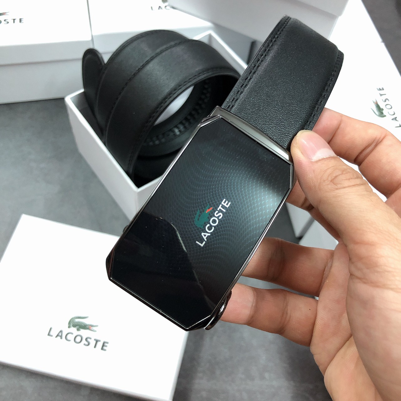 Nịt Lacoste gương bo góc - NN134