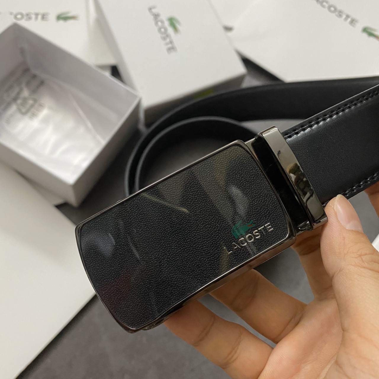 Nịt lacoste bầu vân hạt - NN157