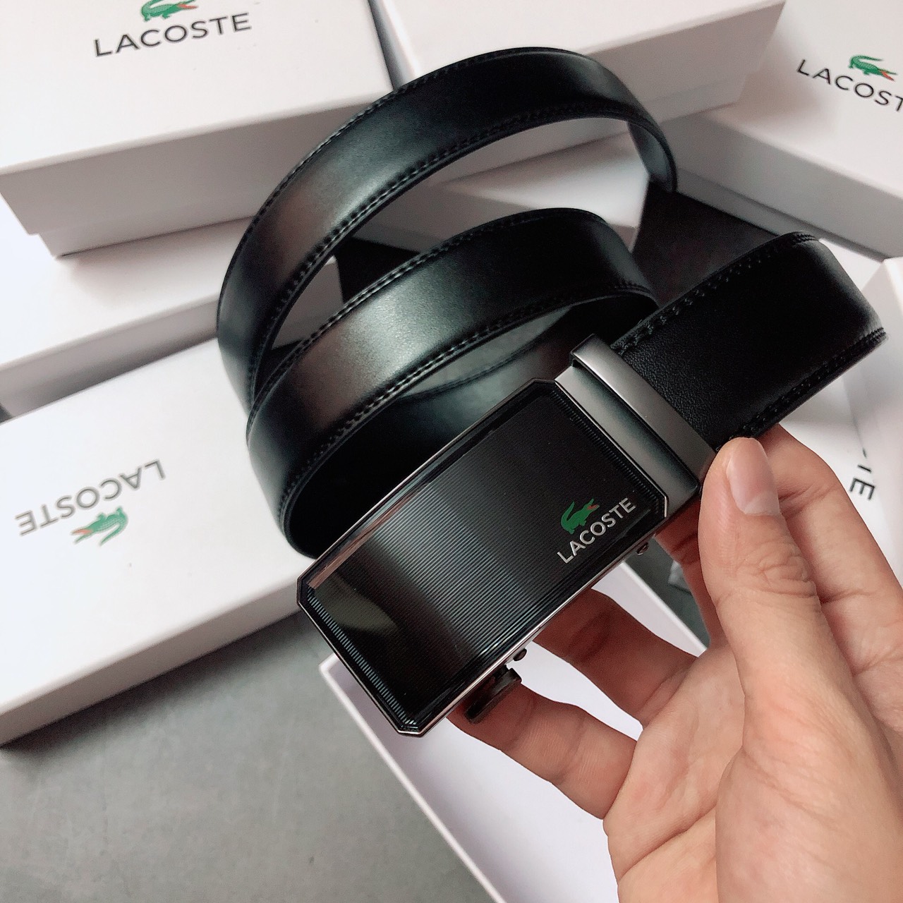 Nịt Lacoste gg sọc ngang viền 4 góc - NN209