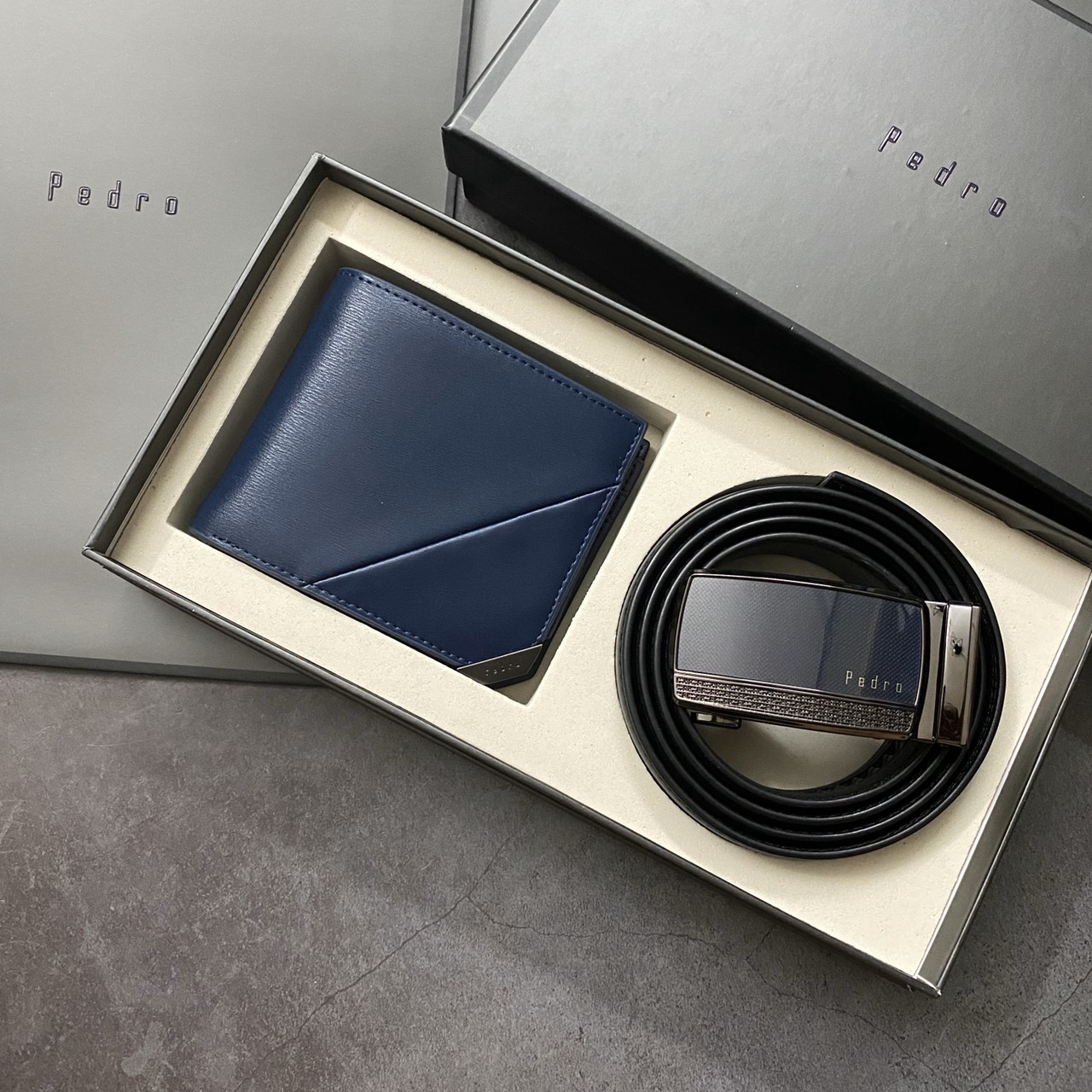 Set Pedro ví chéo góc KL + nịt xanh viền caro -S093