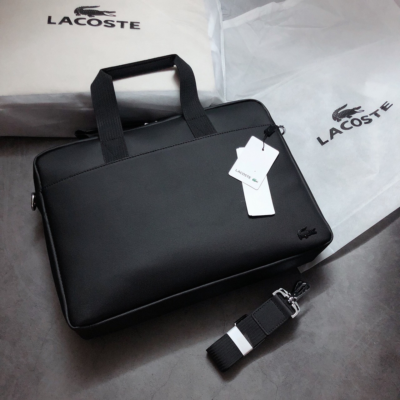 Túi Lacoste office trơn logo góc - XK827