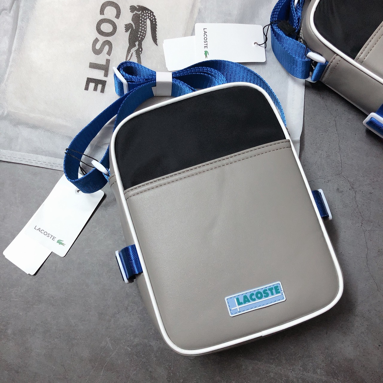 Túi Lacoste mini xám đen - XK830