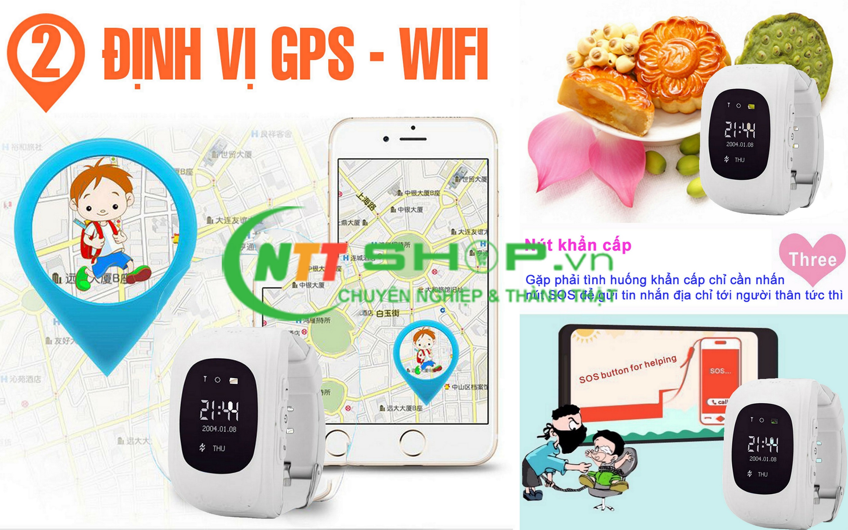 Đồng hồ thông minh có định vị GPS-LBS - Q50 (Màu trắng) cho trẻ em