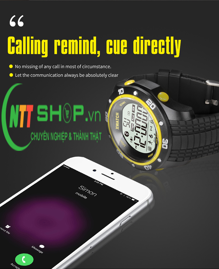 Đồng hồ thông minh chống nước XWATCH Black-Yellow (Ảnh 5)
