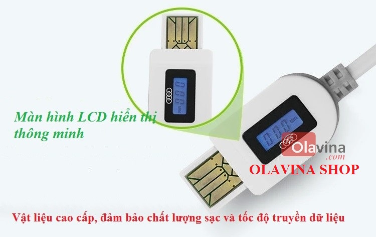 Cáp sạc thông minh đo thời gian, điện áp, dòng sạc