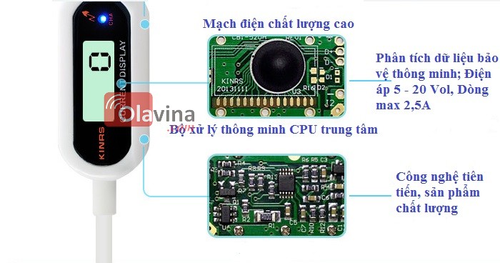 Cáp sạc thông minh nắn dòng, chống cháy nổ