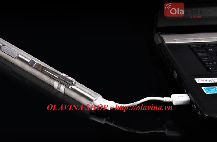 Đèn pin mini Inox sạc USB OLAVINA SHOP