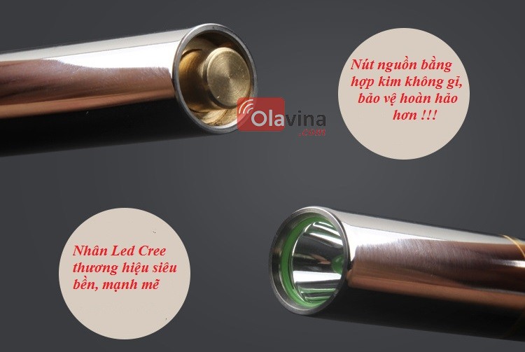 Đèn pin siêu sáng mini Inox Cree XPE