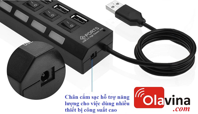 USB hub 7 port có công tắc