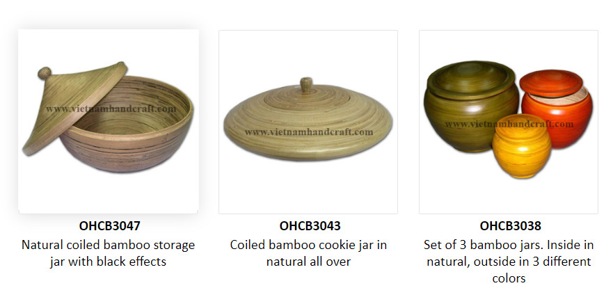 handmade vietnamese rattan bamboo trays and jars and bins products