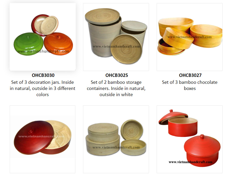 handmade vietnamese rattan bamboo trays and jars and bins products