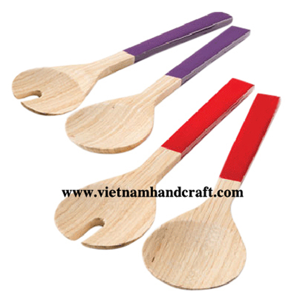 handcrafted lacquered wooden salad servers and spoons and serving tongs products