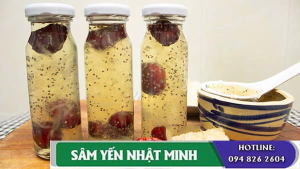 Cách làm yến sào hạt chia táo đỏ
