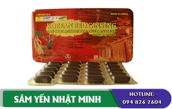 Viên Hồng sâm Linh chi Nhung hươu 850mg/60viên bio chinh hang