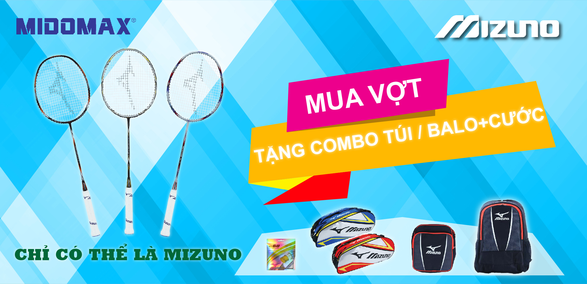 SALE HỦY DIỆT: MUA VỢT TẶNG COMBO BALO/TÚI +CƯỚC
