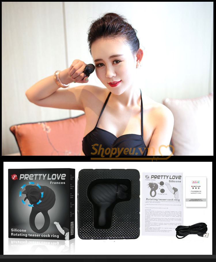 Hộp bộ đầy đủ Vòng rung tình yêu Frances 6 lưỡi xoay kích thích âm vật