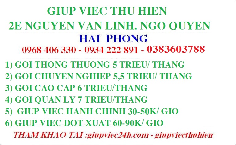 Giúp việc Hải Phòng - Tuyển và cung cấp giúp việc gia đình 0931 501 891