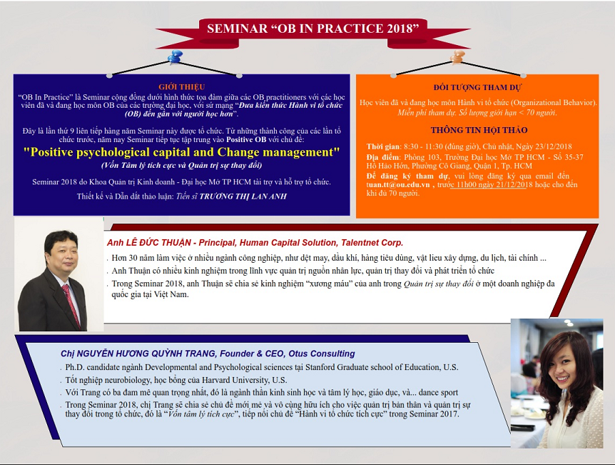 Seminar OB in practice 2018: Positive Psychological Capital and Change Management