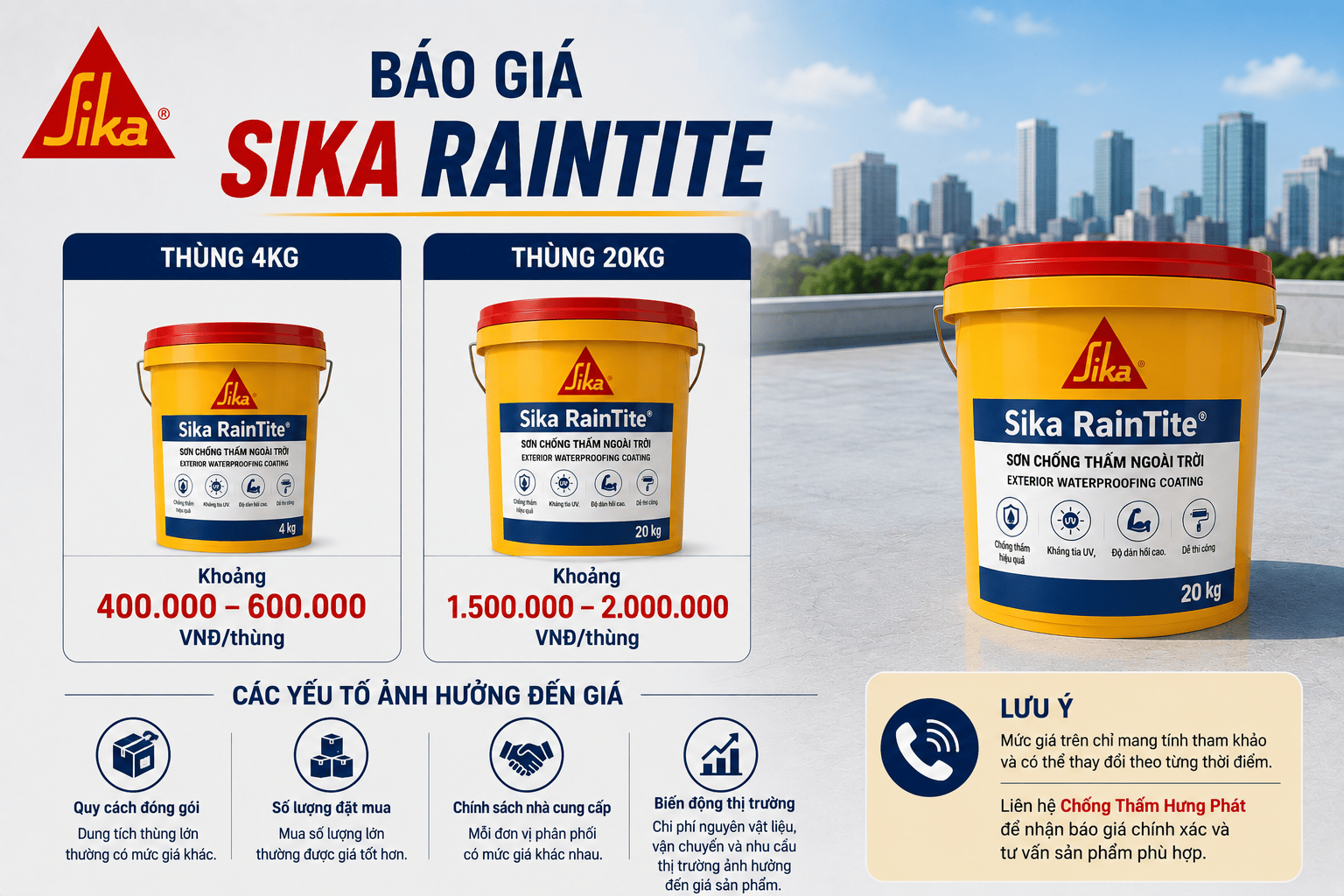 Báo giá Sika RainTite mới nhất