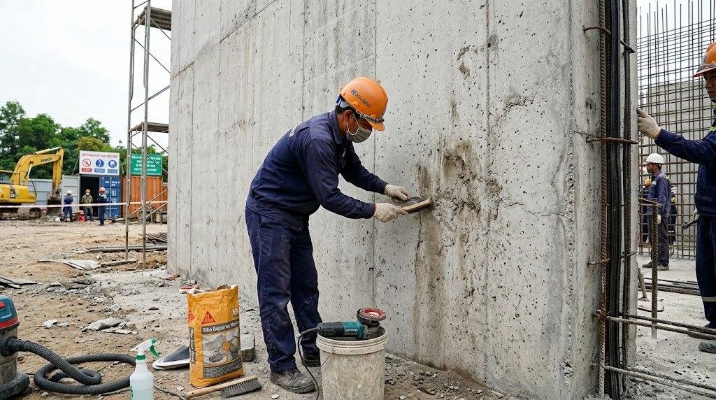 Chuẩn bị trước khi chống thấm vách bê tông