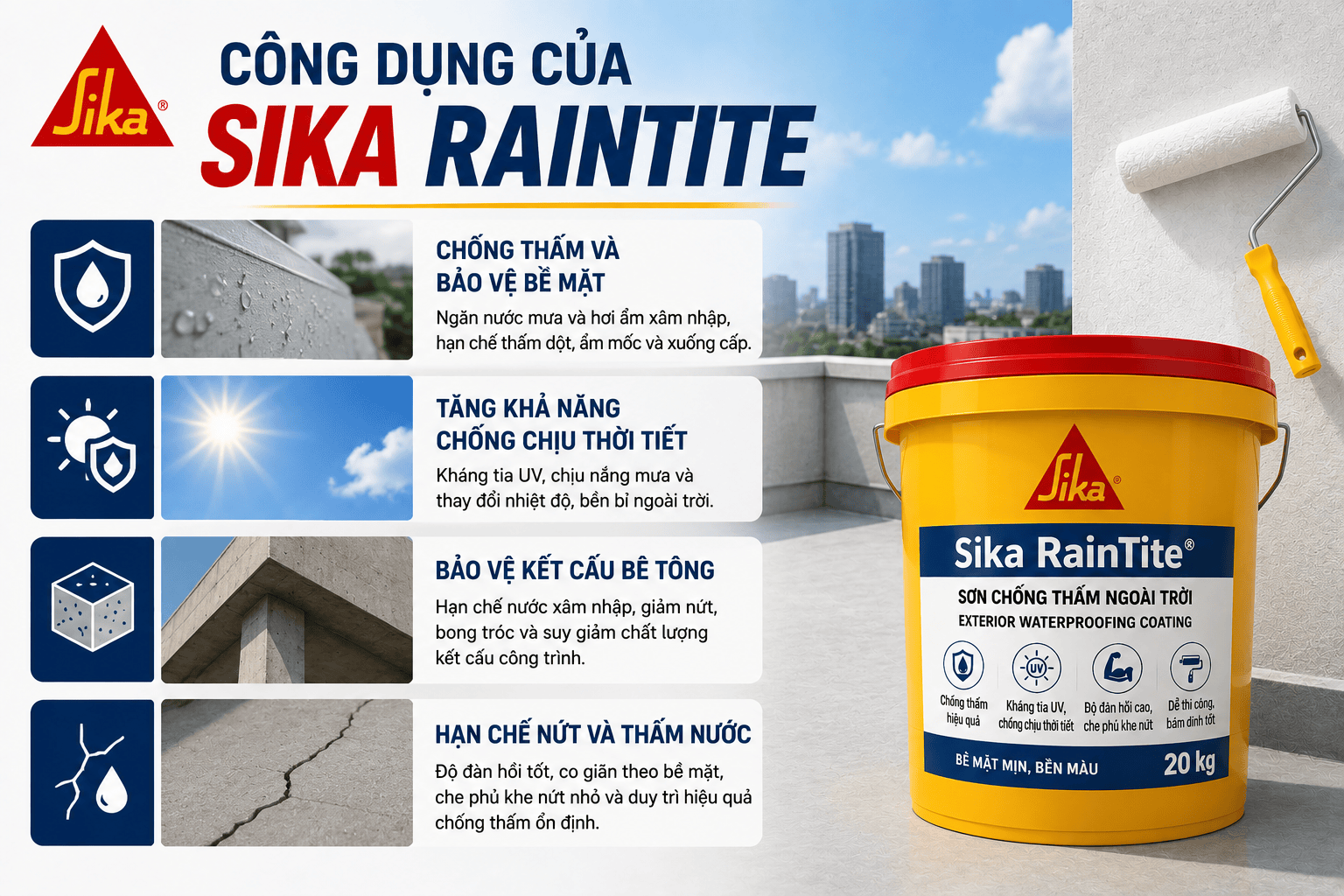 Công dụng của Sika RainTite