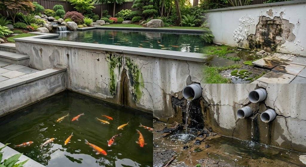 Dấu hiệu nhận biết hồ Koi bị thấm
