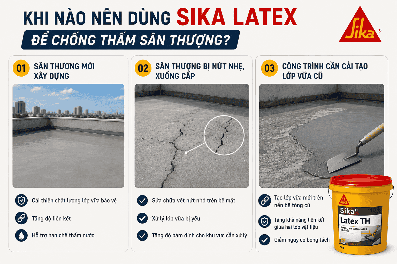 Khi nào nên dùng Sika Latex để chống thấm sân thượng?