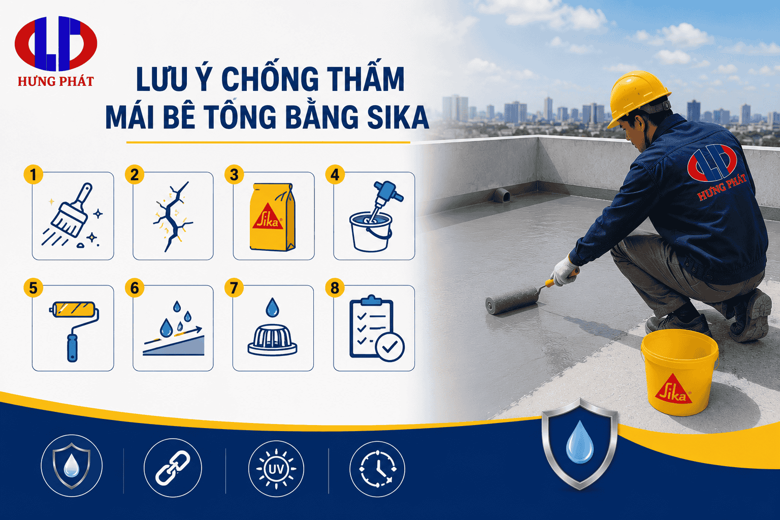 Những lưu ý khi chống thấm mái bê tông bằng Sika