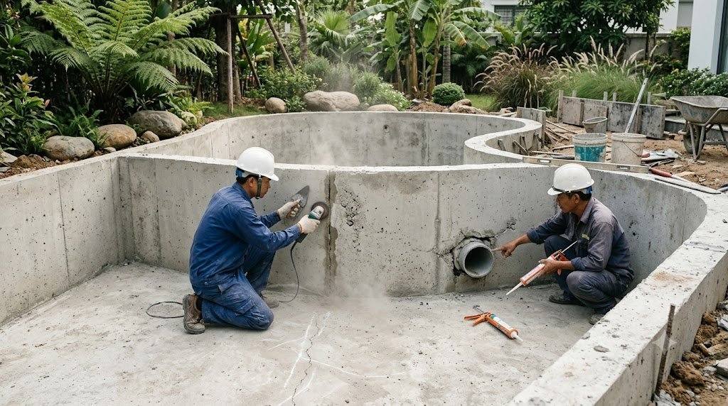 Nguyên nhân khiến hồ cá bị thấm