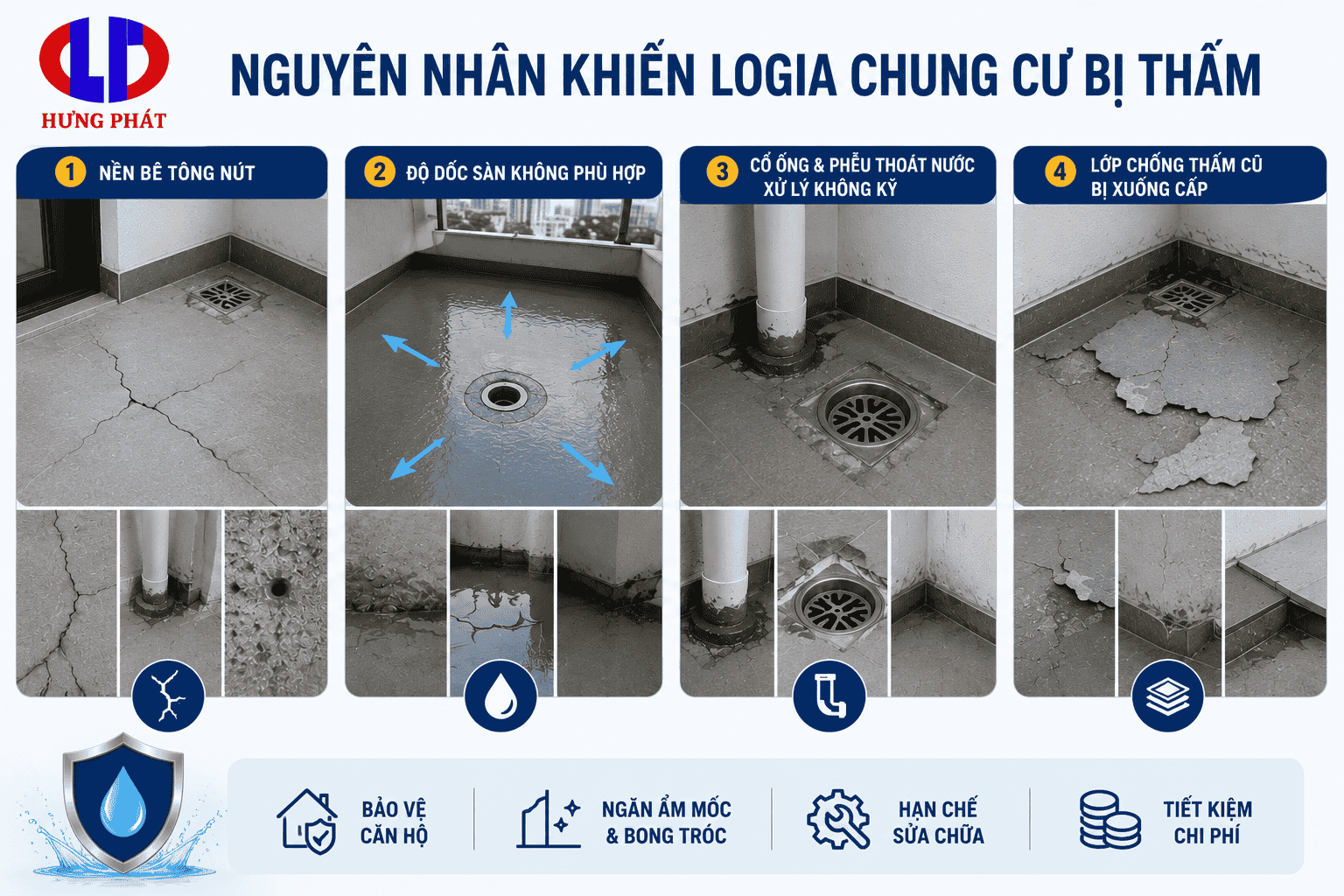Nguyên nhân khiến logia chung cư bị thấm