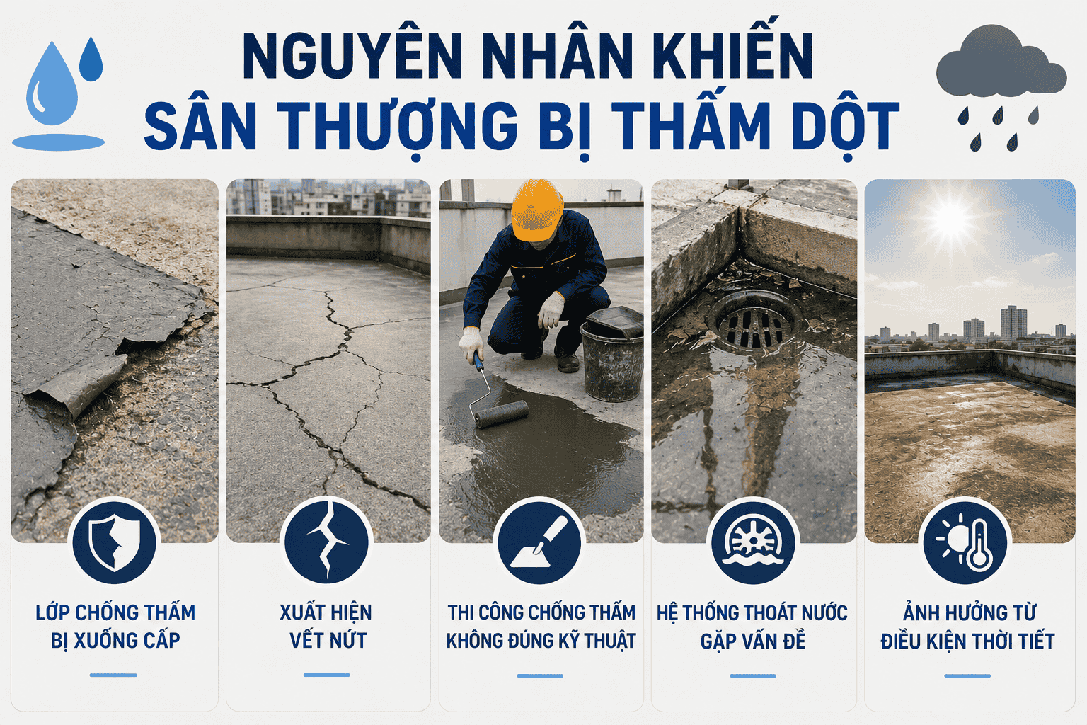 Nguyên nhân khiến sân thượng bị thấm dột