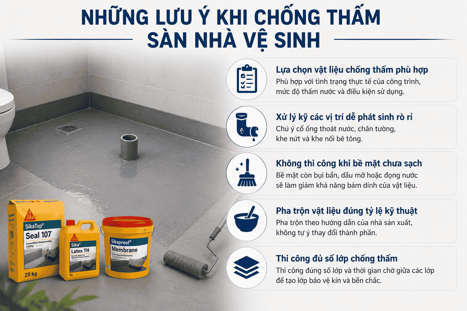 những lưu ý khi chống sàn nhà vệ sinh