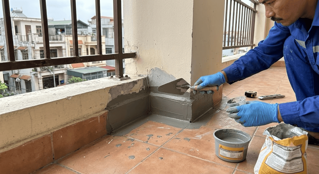 Vật liệu nào phù hợp để chống thấm chân tường ban công?