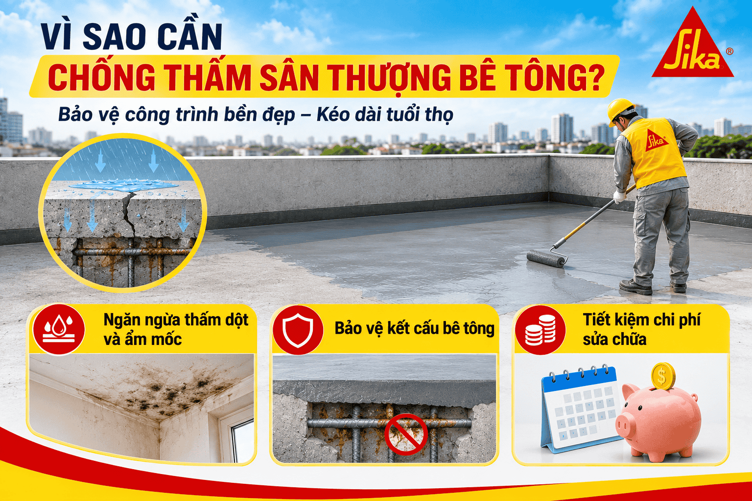 Vì sao cần chống thấm sân thượng bê tông?