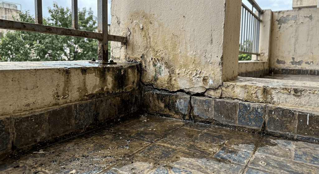 Vì sao khe tiếp giáp ban công và tường dễ bị thấm?