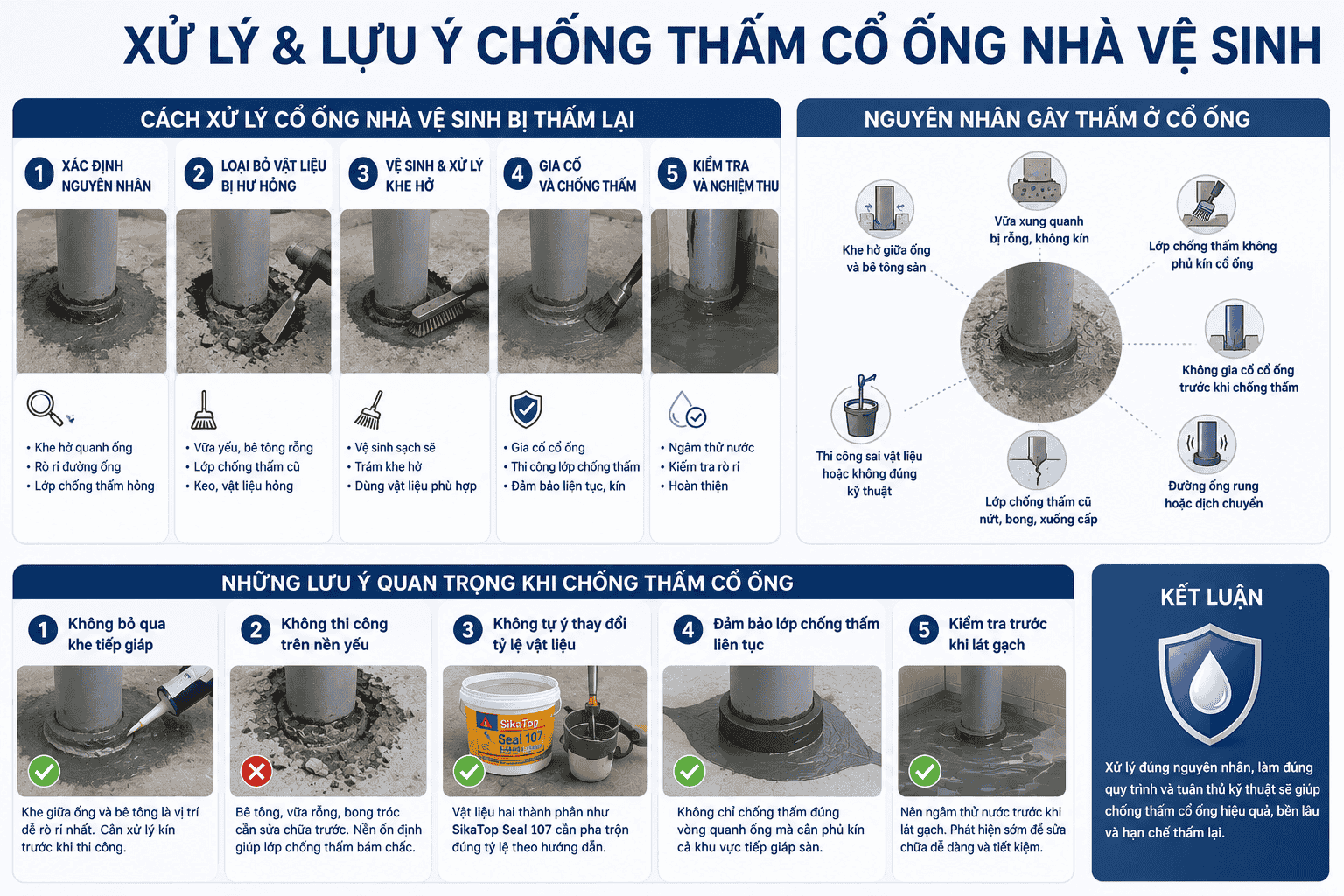 xử lý và lưu ý chống thâm cổ ống nhà vệ sinh