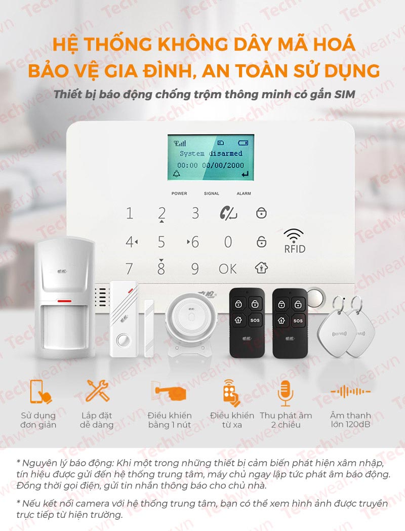 Hệ thống chống trộm dùng sim GSM gọi điện thoại TWYL-007MR1