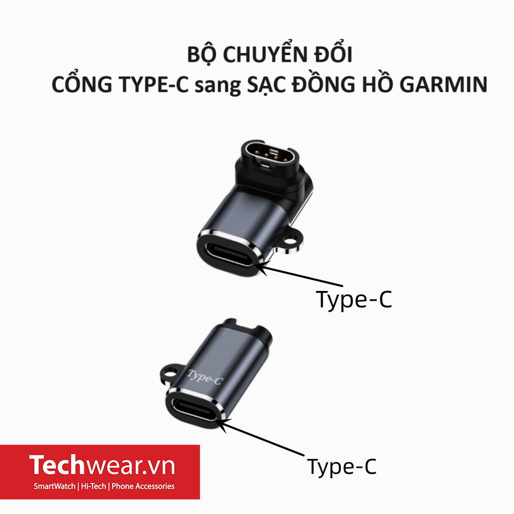 Techwear.Vn Đầu chuyển đổi sạc Type-C sang sạc Garmin