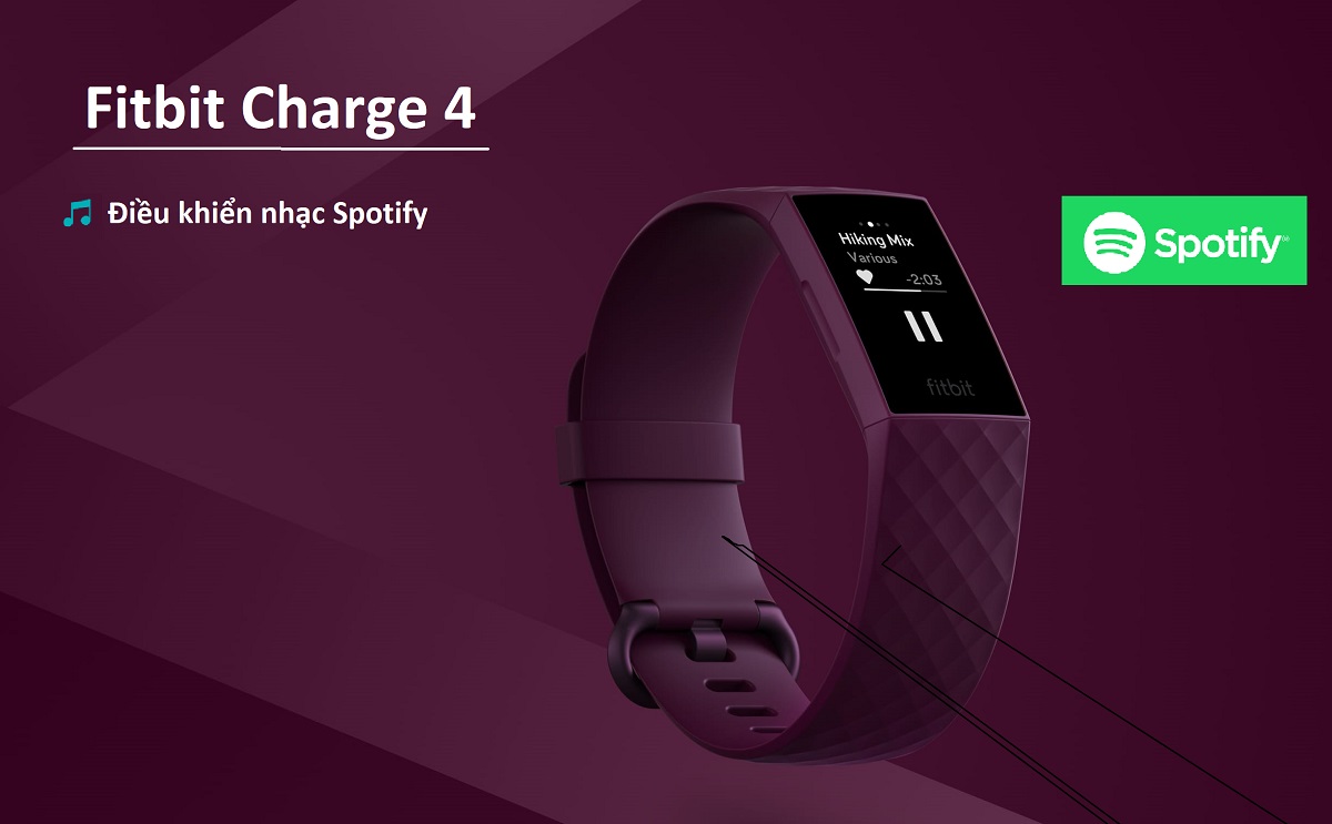 Fitbit Charge 4 đã tích hợp trình điều khiển nhạc với Spotify