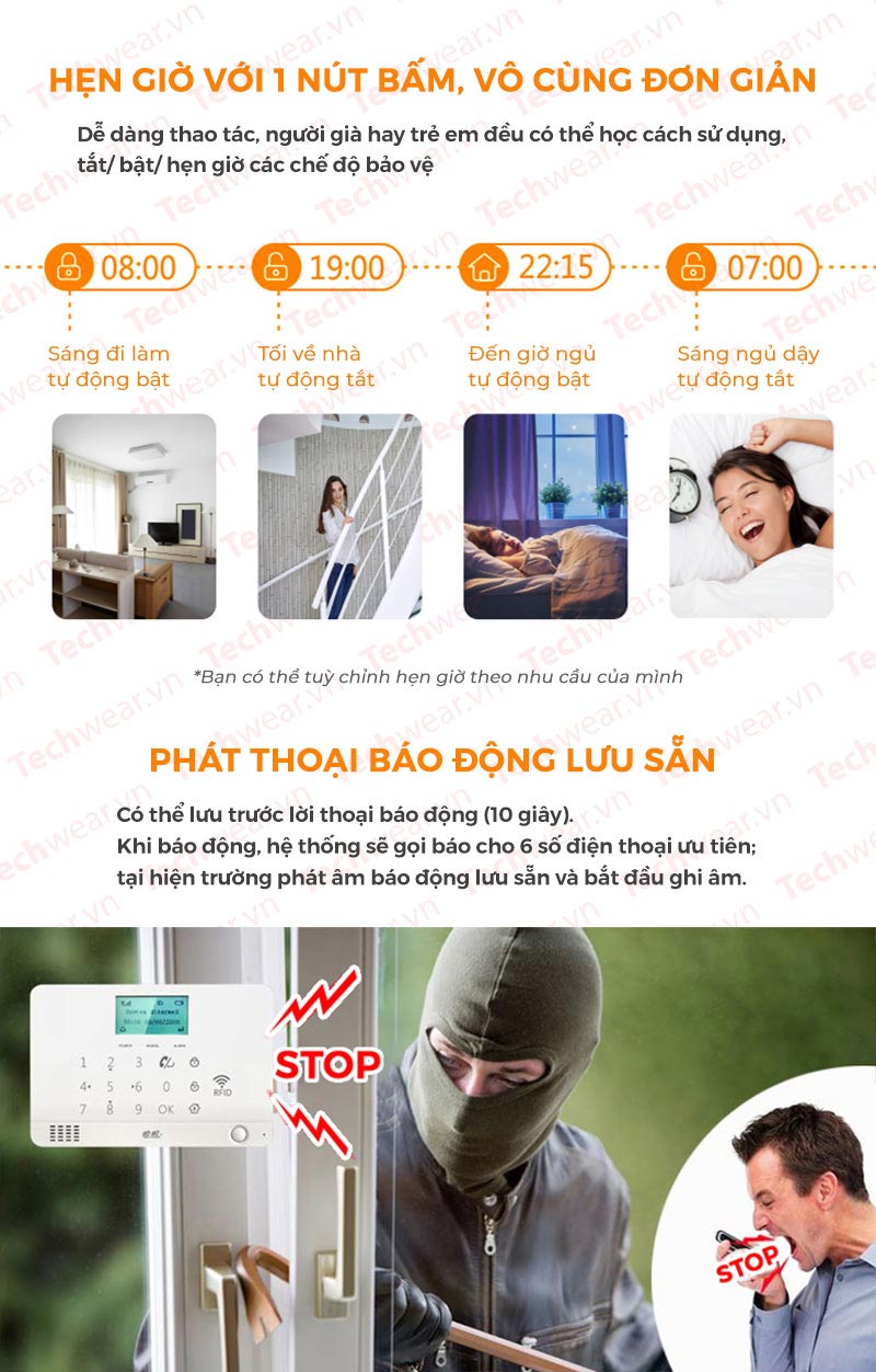 Hệ thống báo trộm dùng sim gsm qua điện thoại TWYL-007M2BX