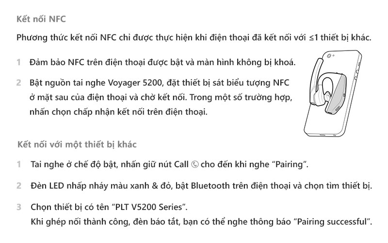 Hướng dẫn sử dụng Plantronics Voyager 5200