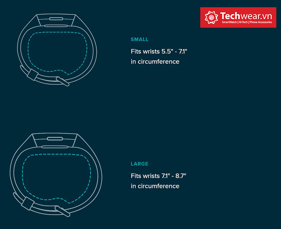 Kích thước dây Fitbit Charge 4 & 3