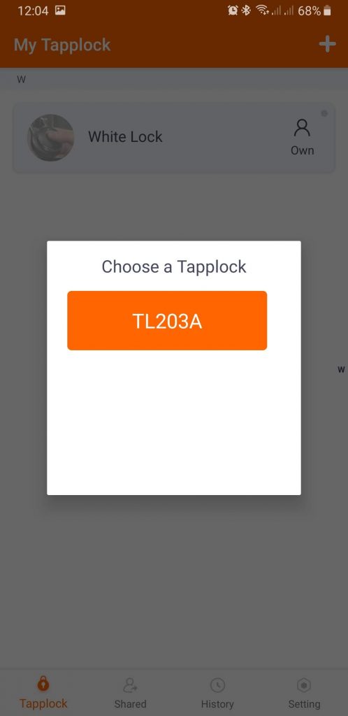 Thêm khóa trên ứng dụng Tapplock